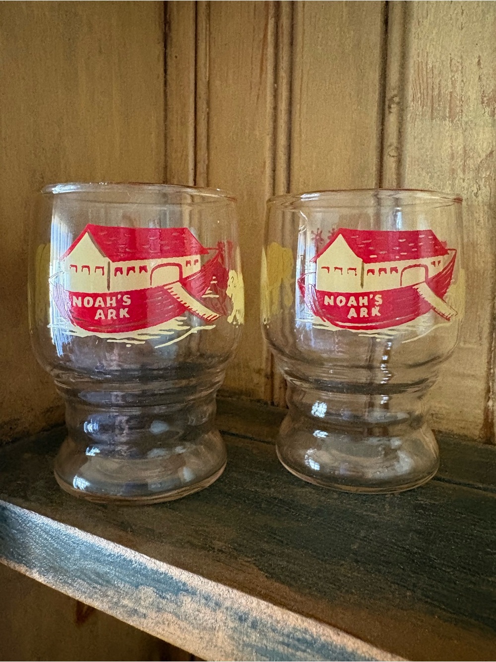 Vintage MCM Noah's Ark Juice Glasses - Set of 2